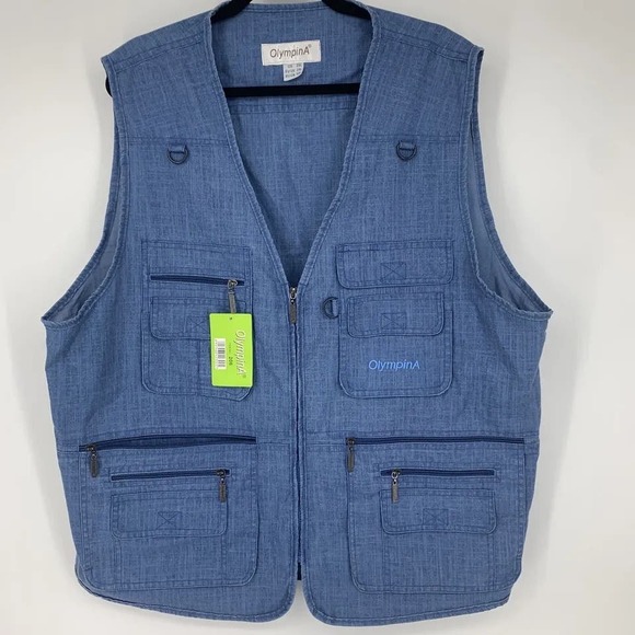Men's Linen Hunting Travel Utility Vest - SZ 2XL - Multi-Pocketed M560 - Picture 3 of 12